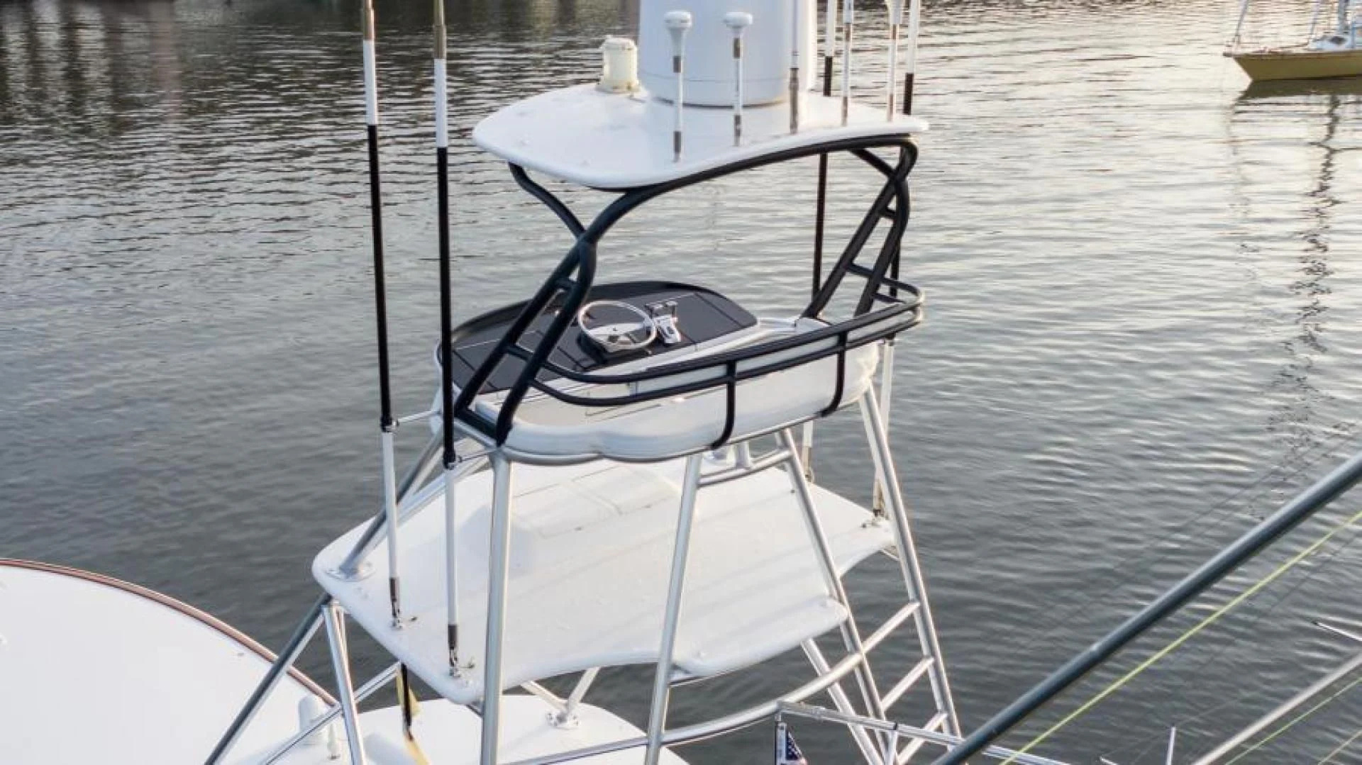 a boat on the water aboard NEVER TOO LATE Yacht for Charter