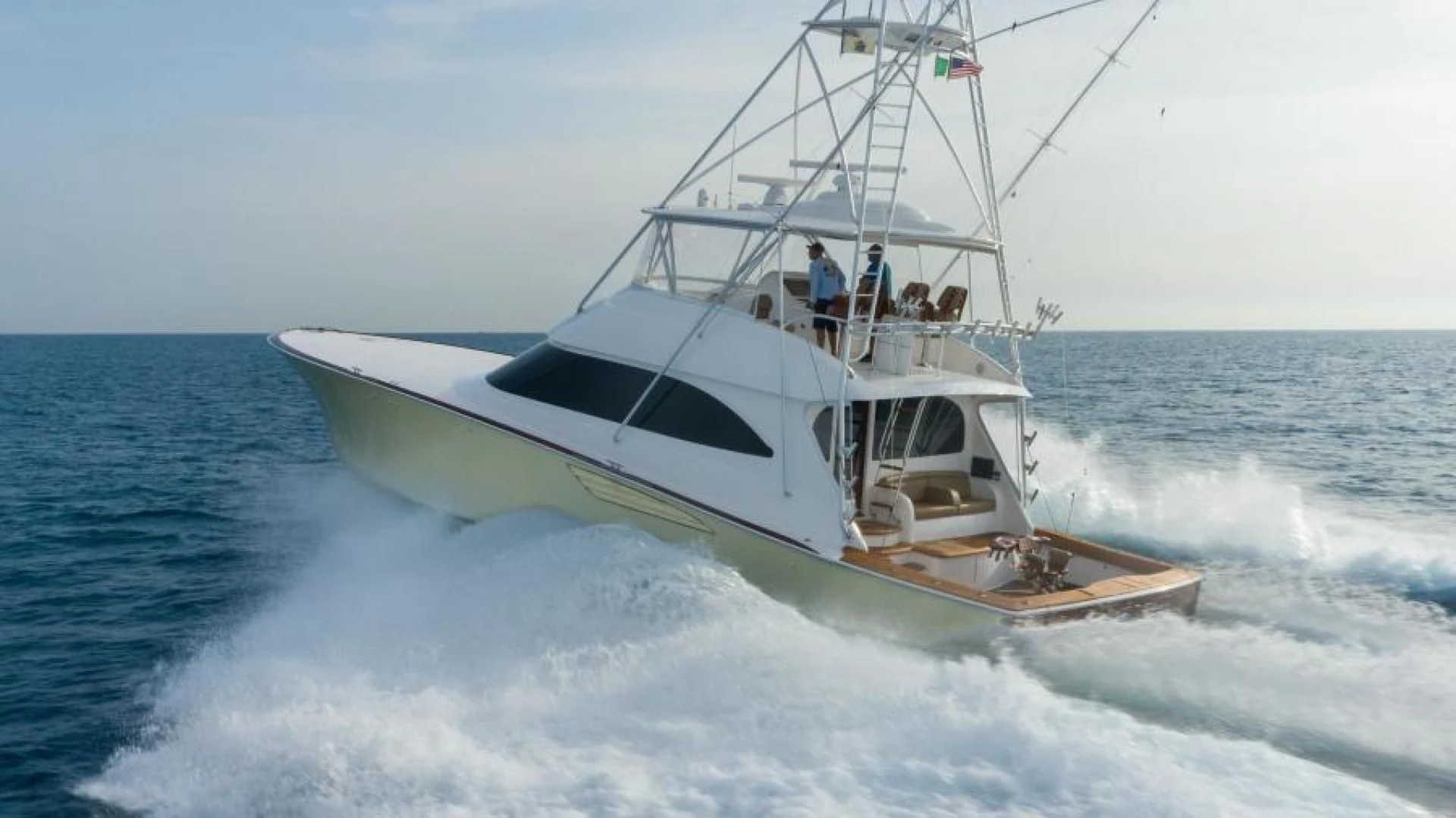 a boat on the water aboard NEVER TOO LATE Yacht for Charter