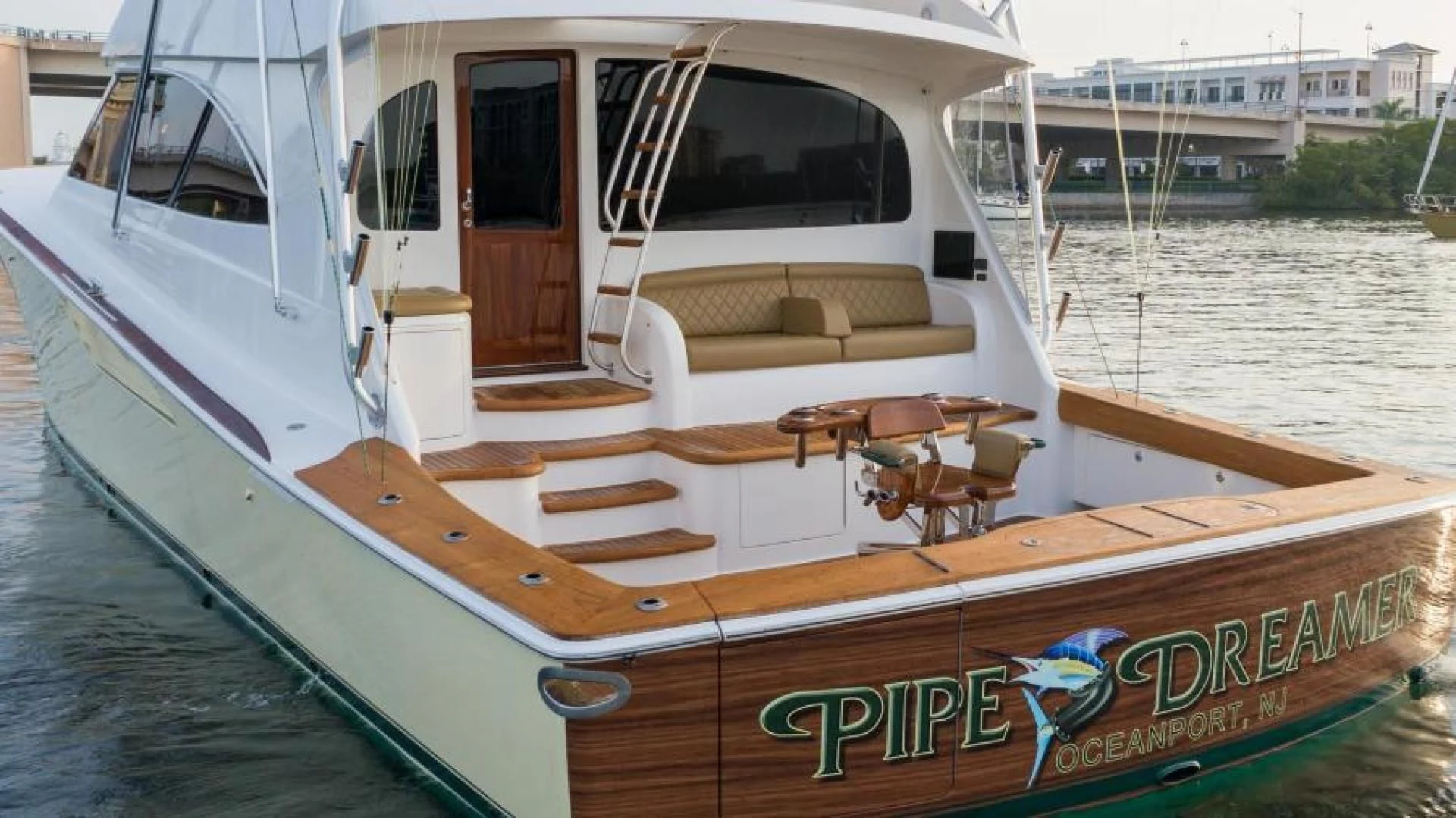 a boat on the water aboard NEVER TOO LATE Yacht for Charter