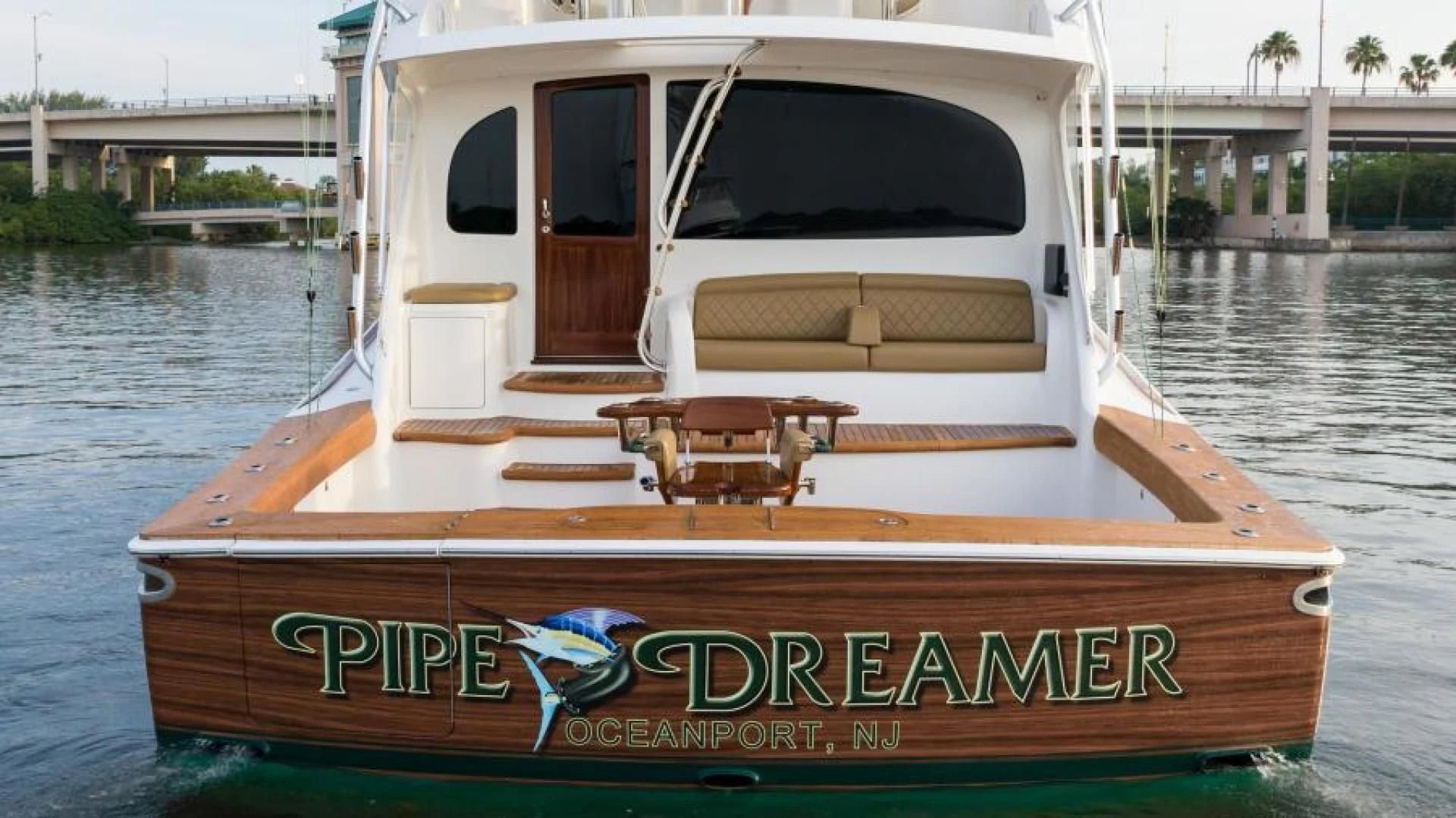 a boat on the water aboard NEVER TOO LATE Yacht for Charter