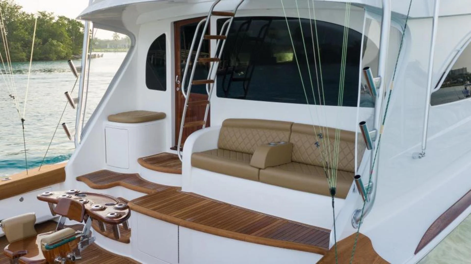 a boat on the water aboard NEVER TOO LATE Yacht for Charter