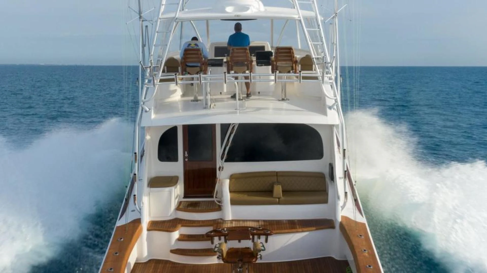 a boat on the water aboard NEVER TOO LATE Yacht for Charter