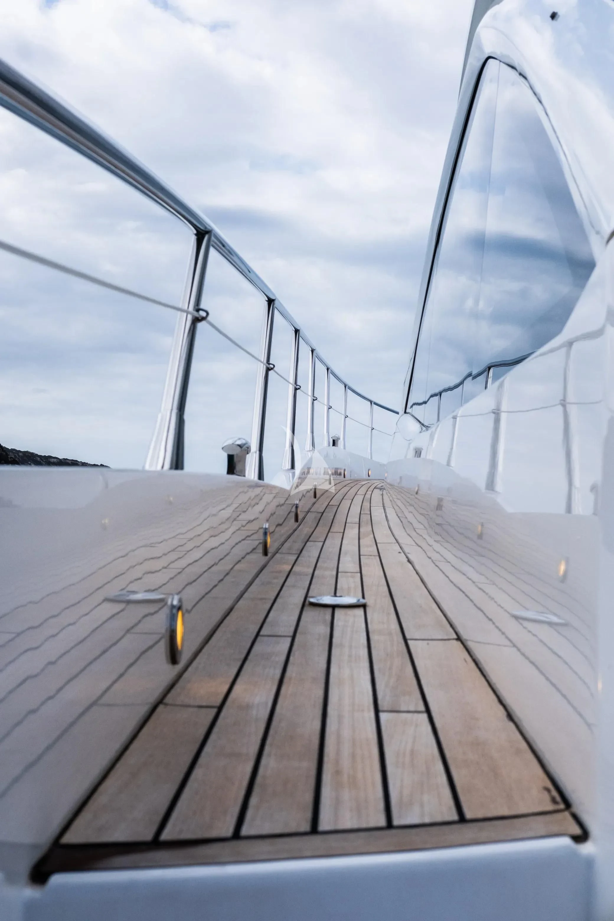 a bridge with a large boat on it aboard NEVER TOO LATE Yacht for Charter