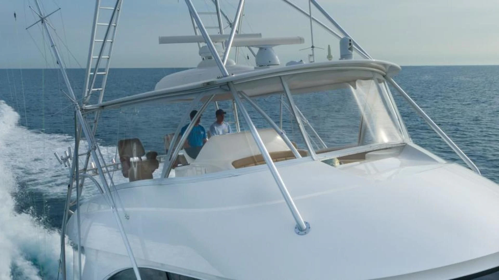 a boat on the water aboard NEVER TOO LATE Yacht for Charter