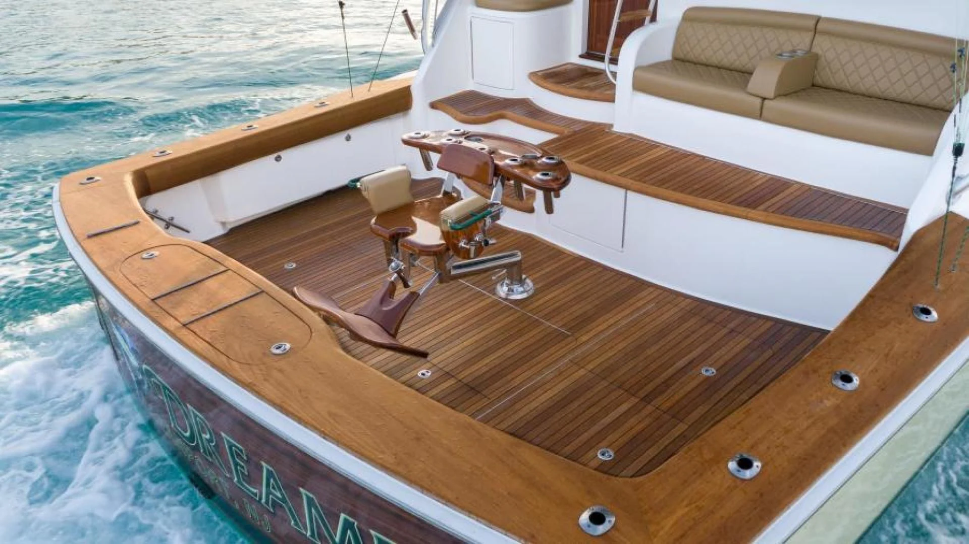a boat on the water aboard NEVER TOO LATE Yacht for Charter