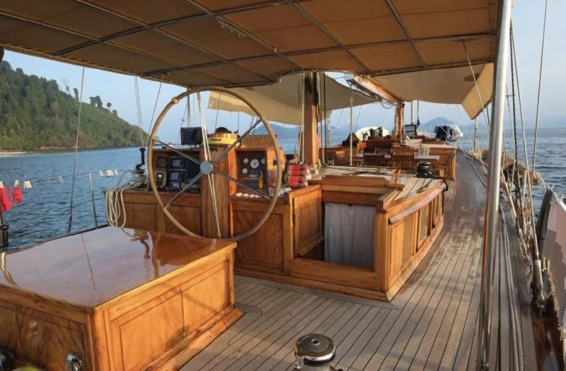 a boat on a body of water aboard AVENTURE Yacht for Sale