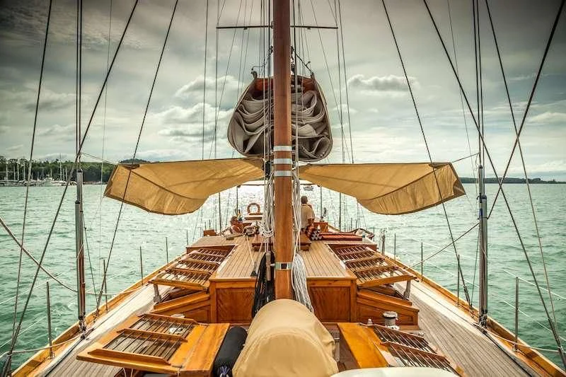 a sailboat on the water aboard AVENTURE Yacht for Sale