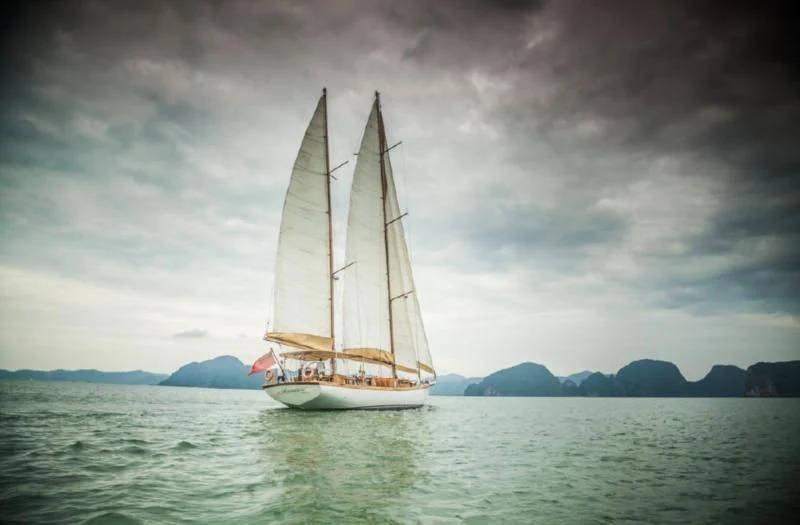 a sailboat in the water aboard AVENTURE Yacht for Sale