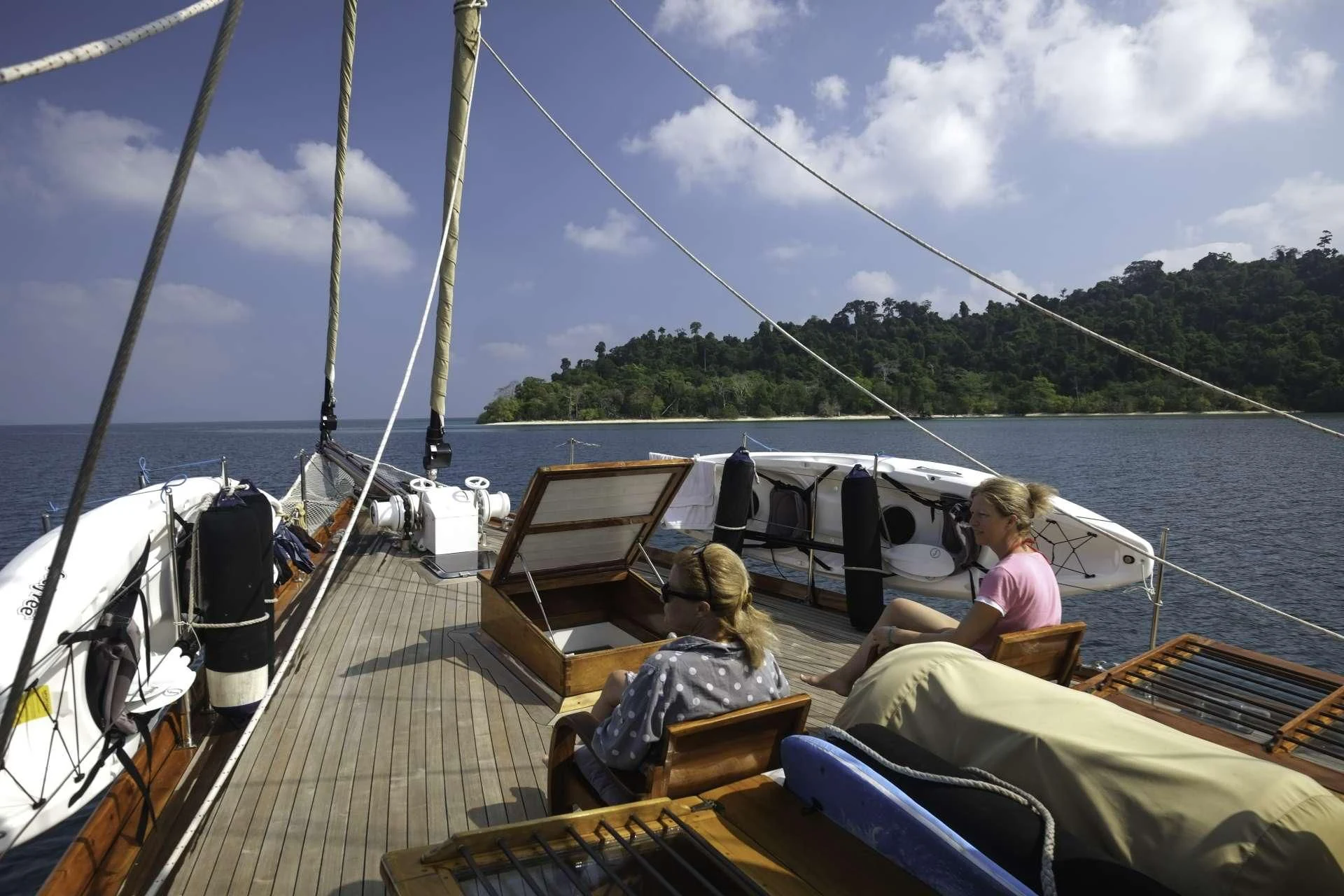 a group of people on a boat aboard AVENTURE Yacht for Sale