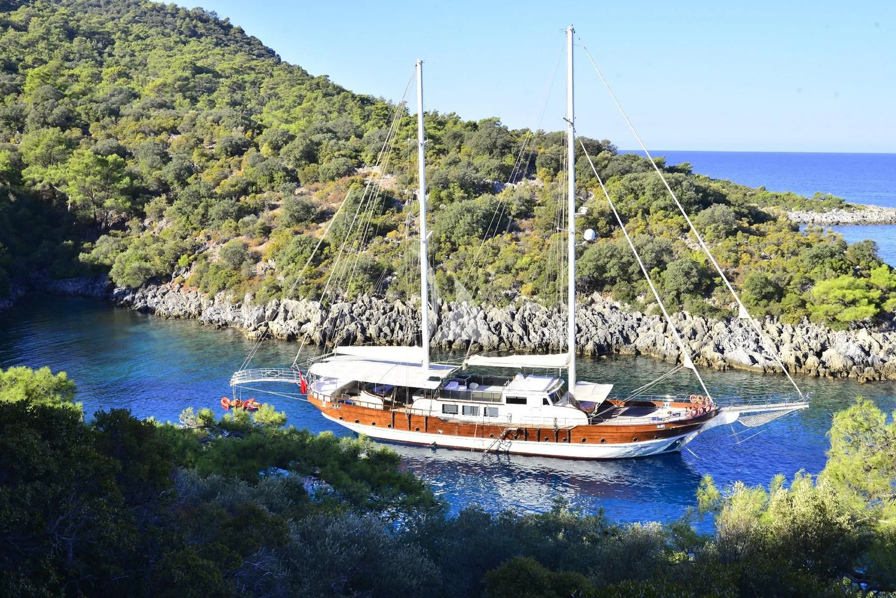 a sailboat in the water aboard BERRAK SU Yacht for Sale