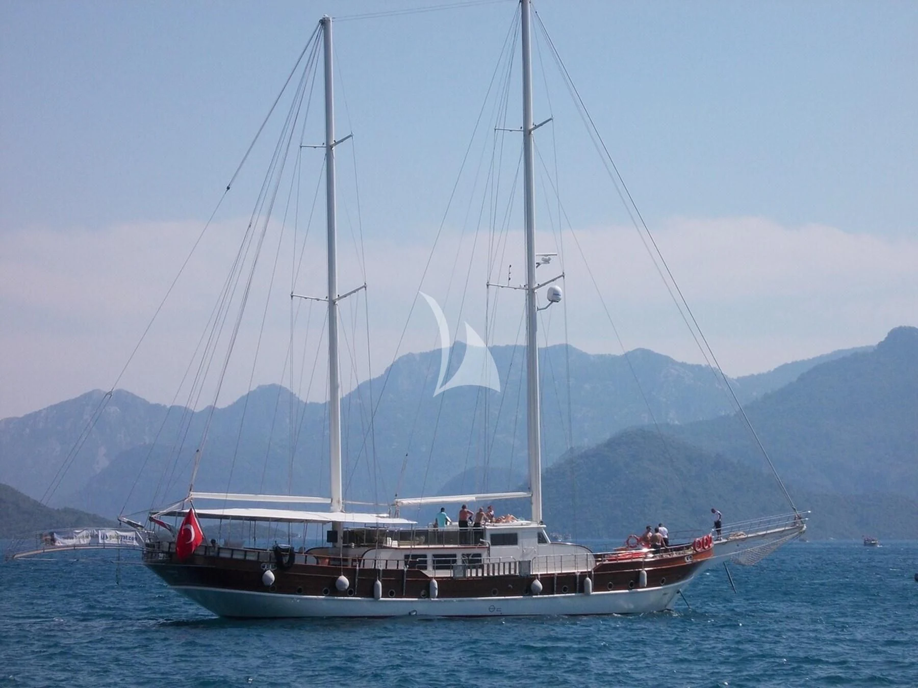a boat sailing on the water aboard BERRAK SU Yacht for Sale