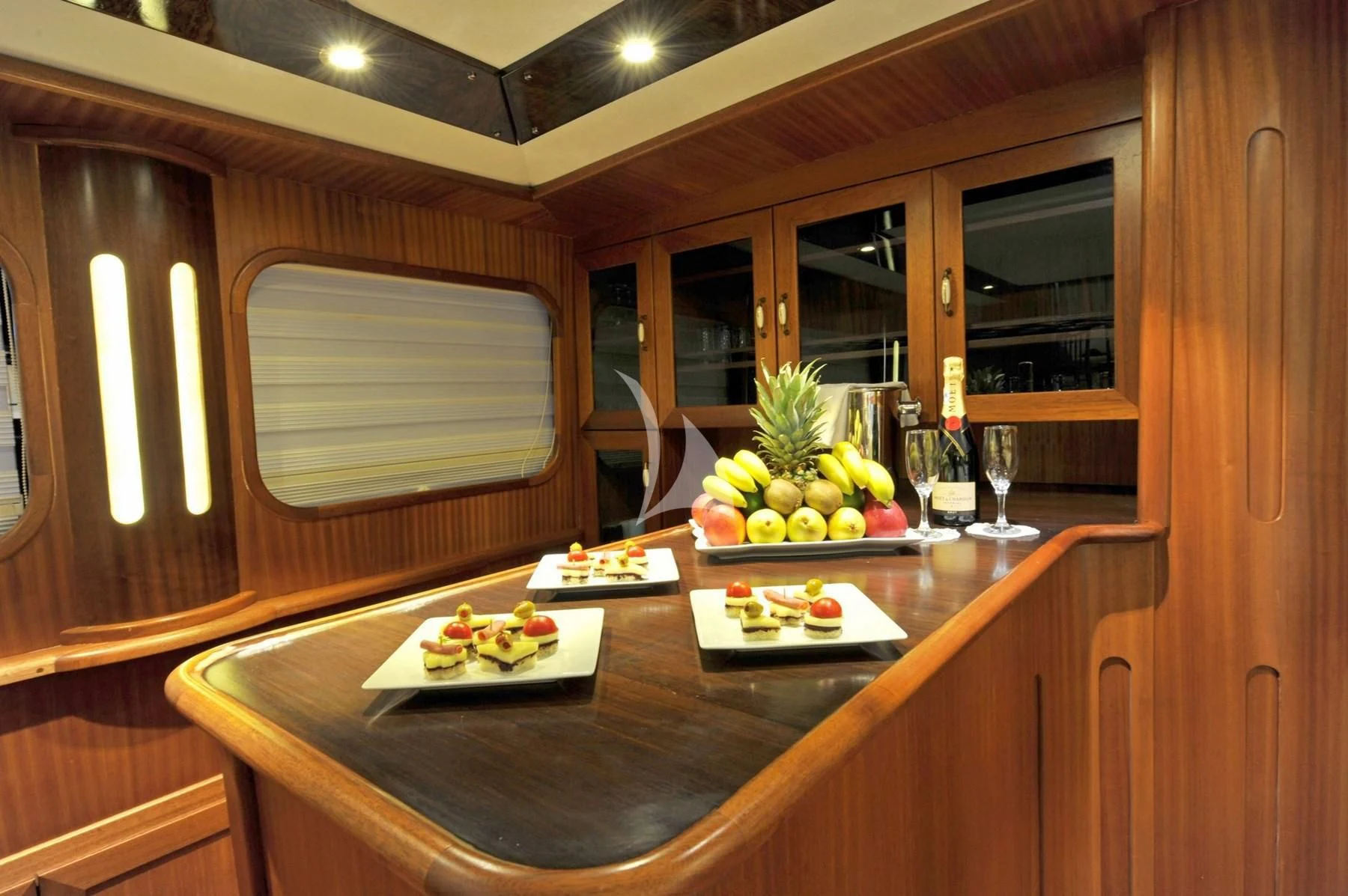 a table with food on it aboard BERRAK SU Yacht for Sale