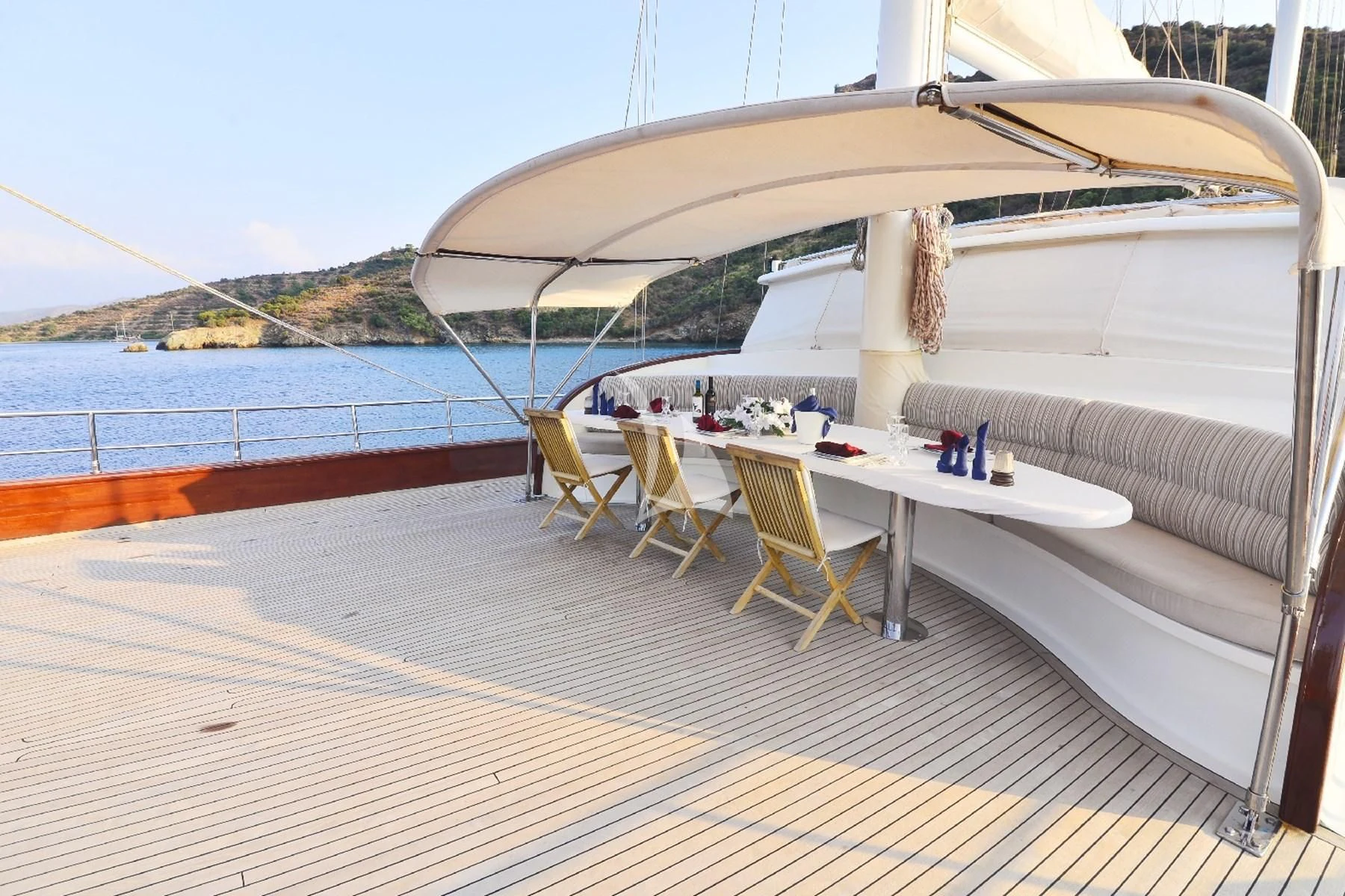 a boat on a deck aboard BERRAK SU Yacht for Sale
