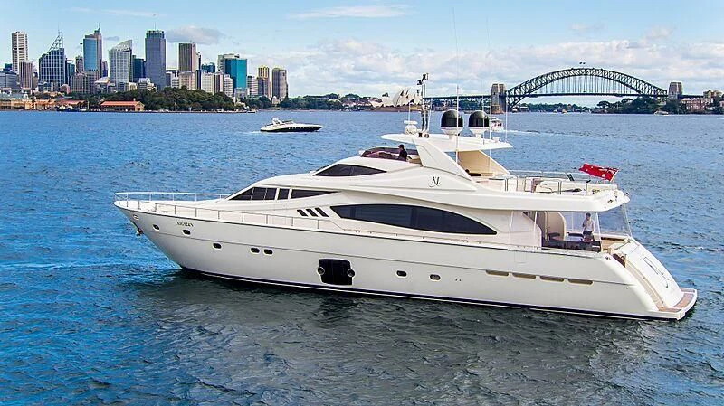 a white yacht in the water aboard ST JUDE Yacht for Sale