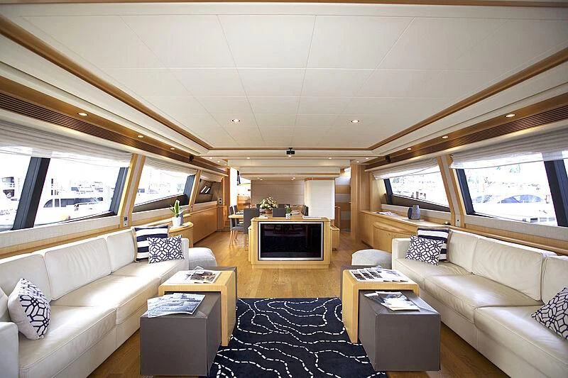 a living room with a couch and a tv aboard ST JUDE Yacht for Sale