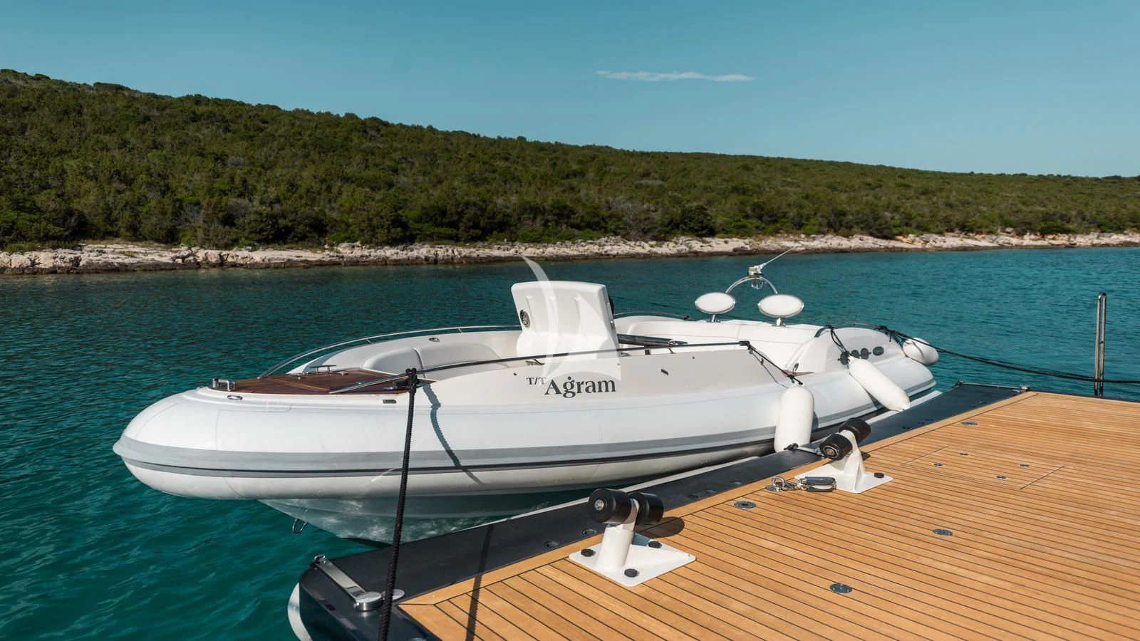 a boat on a dock aboard AGRAM Yacht for Charter