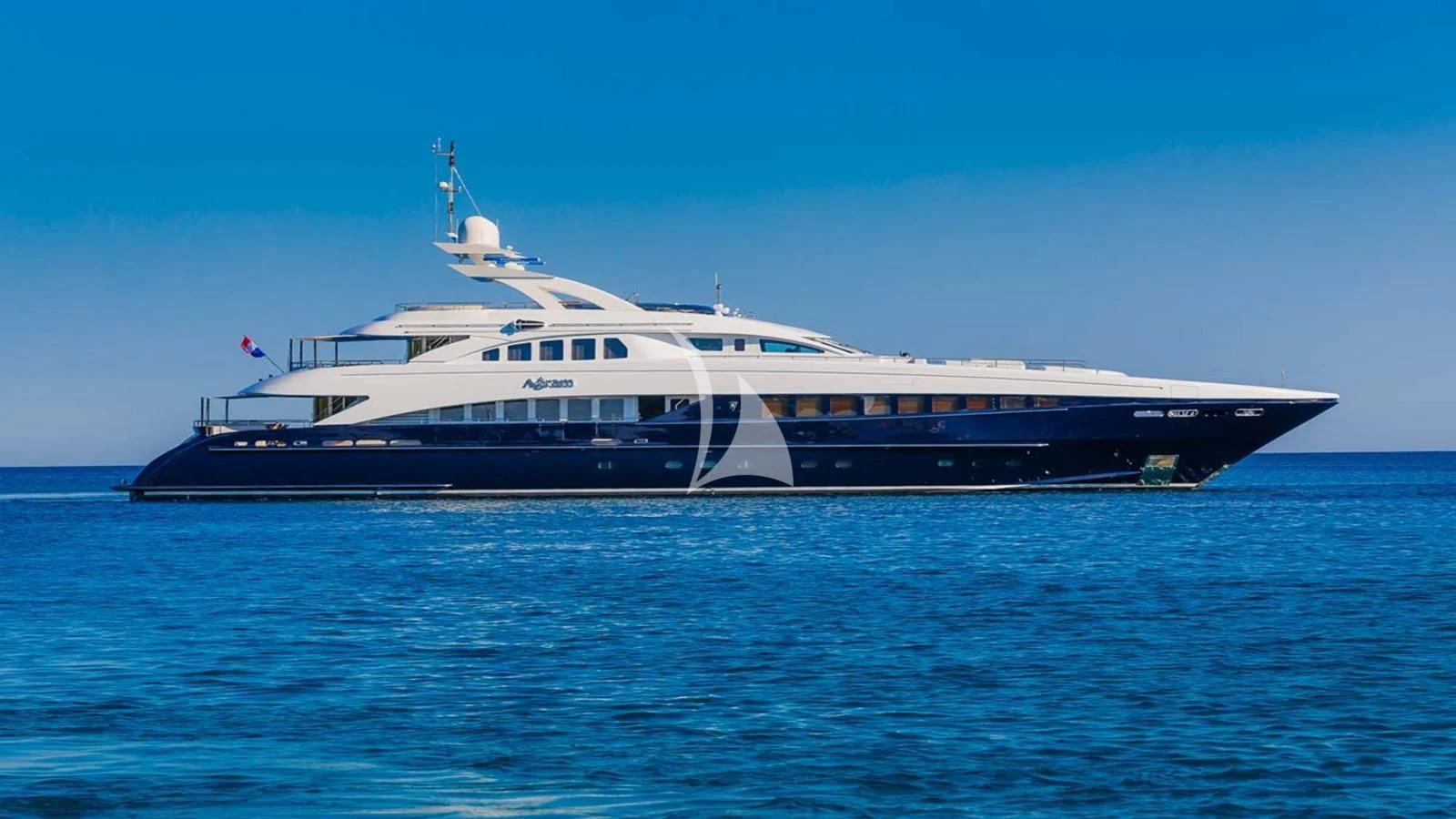 a large cruise ship in the water aboard AGRAM Yacht for Charter