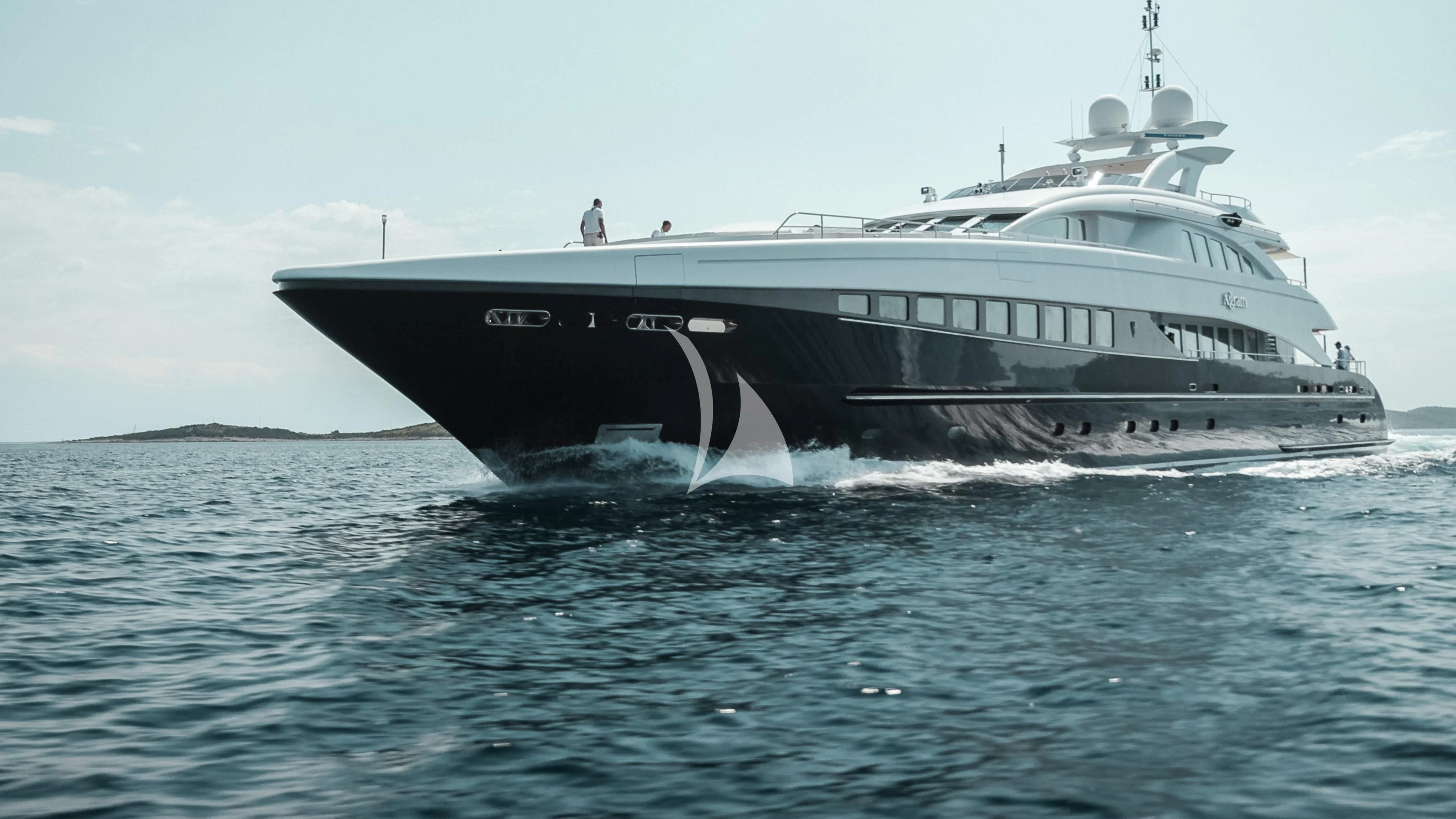 a large ship on the water aboard AGRAM Yacht for Charter