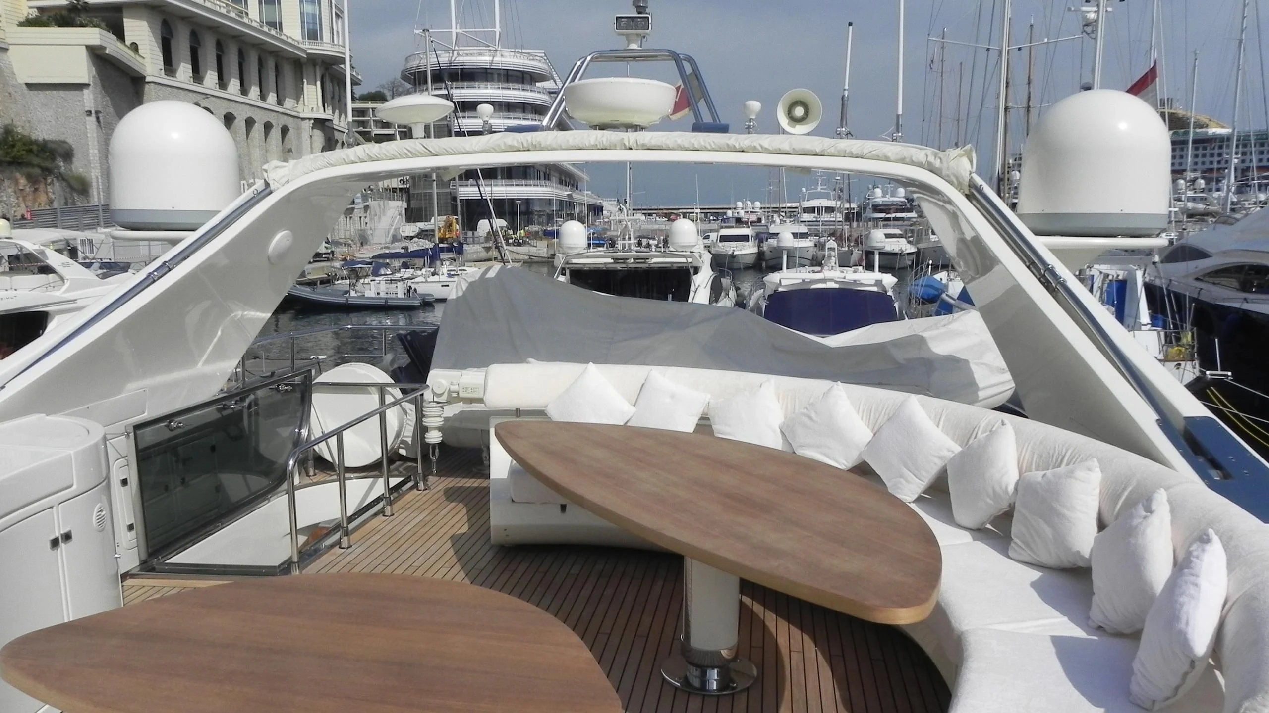 a boat on a deck aboard WEDGE THREE Yacht for Sale