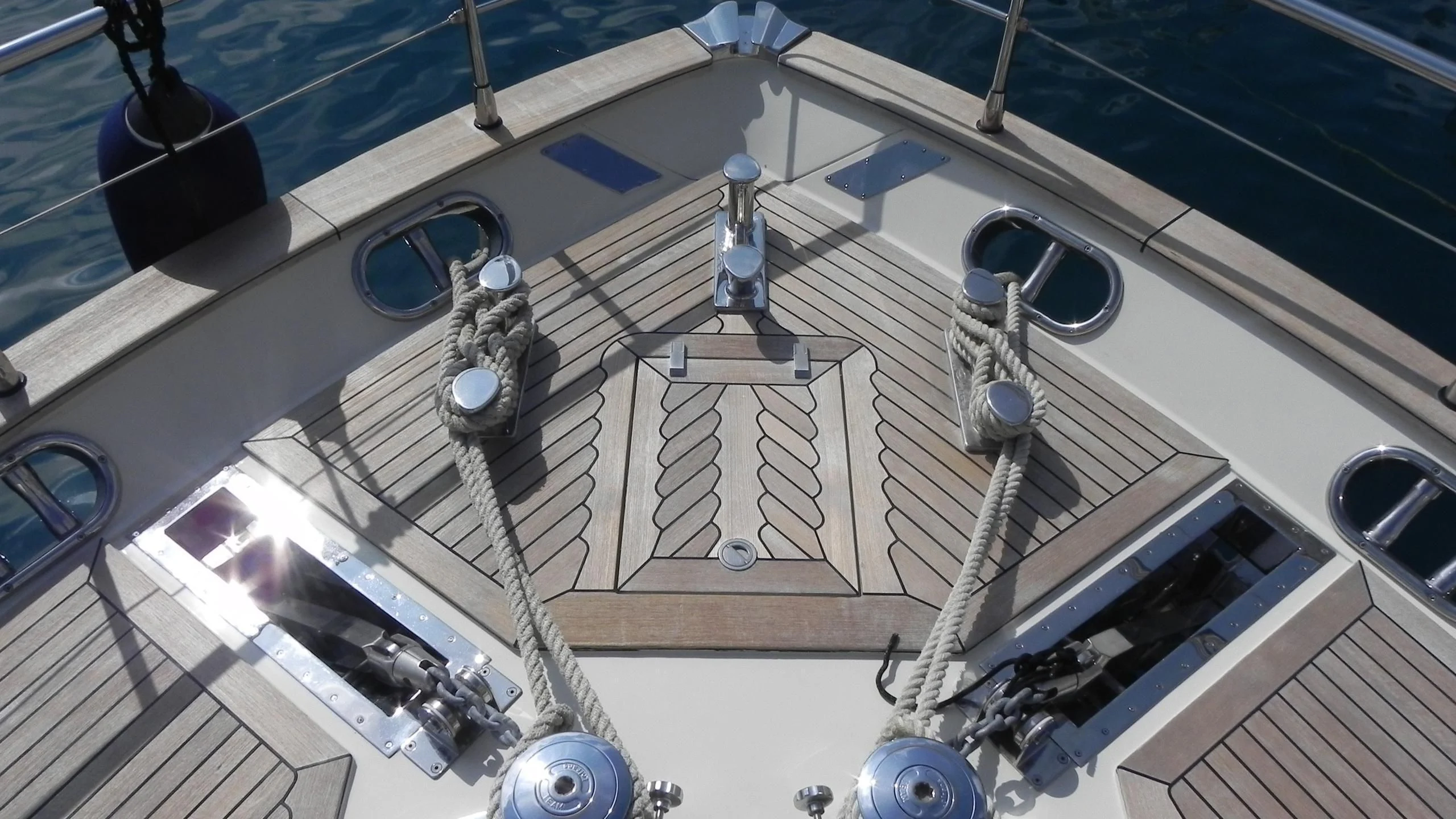a large white ship aboard WEDGE THREE Yacht for Sale