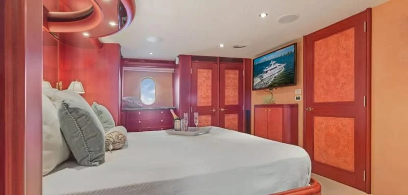 a bed in a room aboard WINDWARD Yacht for Charter