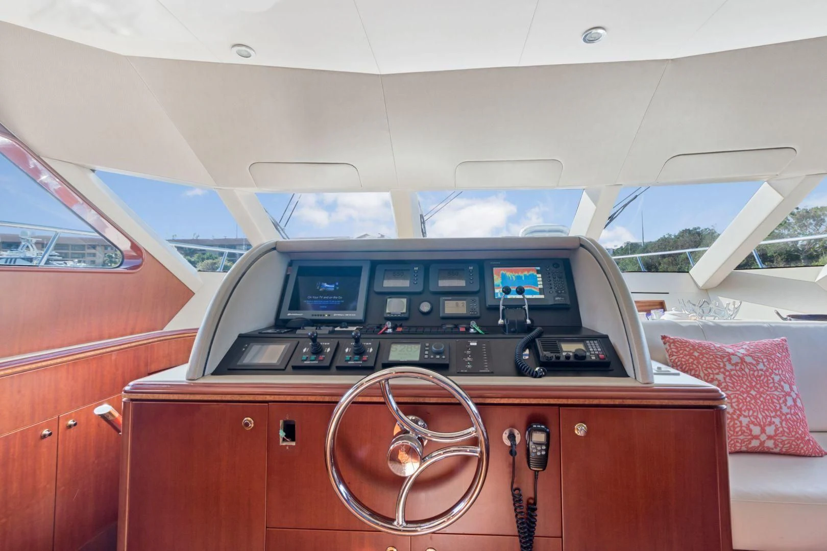 a car on a wooden surface aboard WINDWARD Yacht for Charter