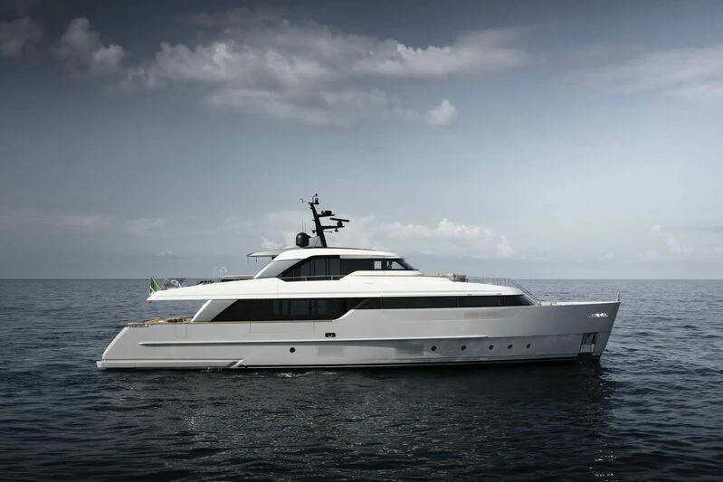 a white yacht in the water aboard STONE HILLS Yacht for Sale