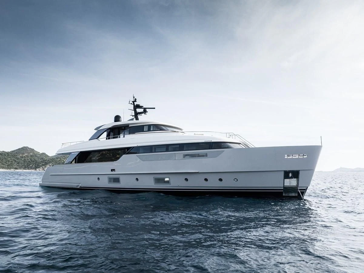 a white yacht on the water aboard STONE HILLS Yacht for Sale