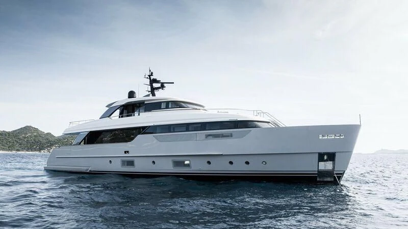 a white yacht on the water aboard STONE HILLS Yacht for Sale