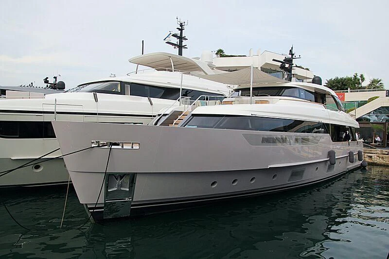 a white yacht docked aboard STONE HILLS Yacht for Sale