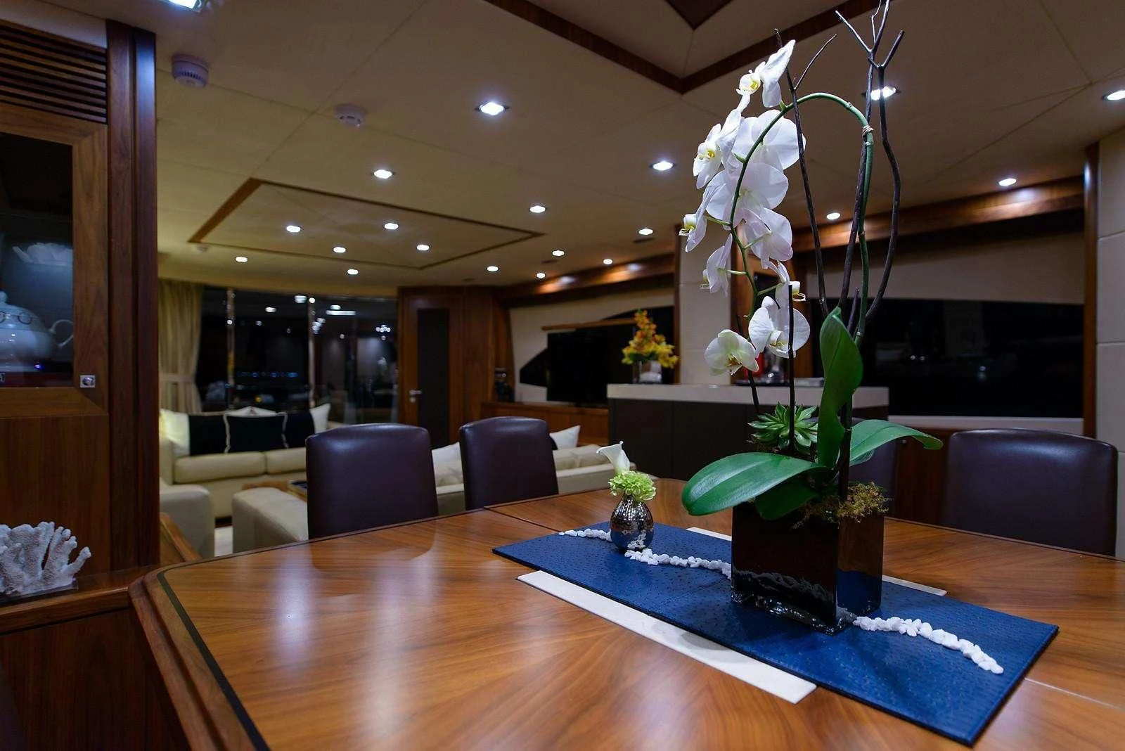 a room with a table and couches aboard CATALANA Yacht for Charter