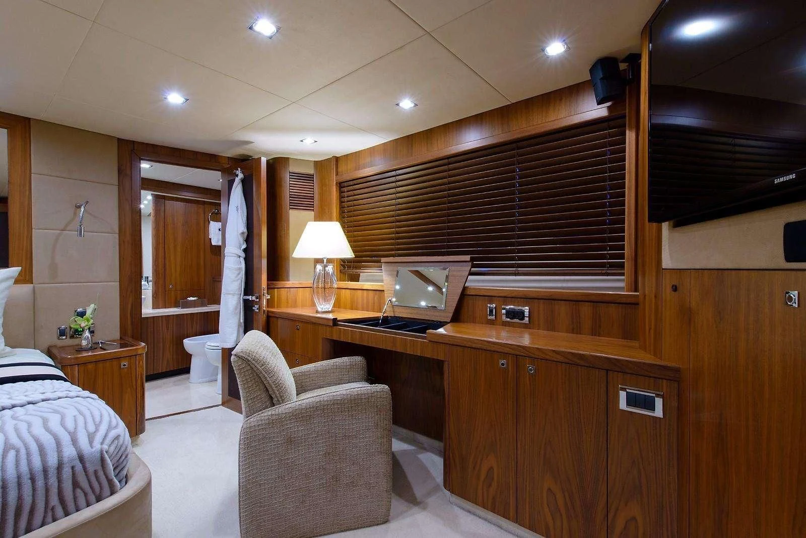 a room with a desk and a laptop aboard CATALANA Yacht for Charter