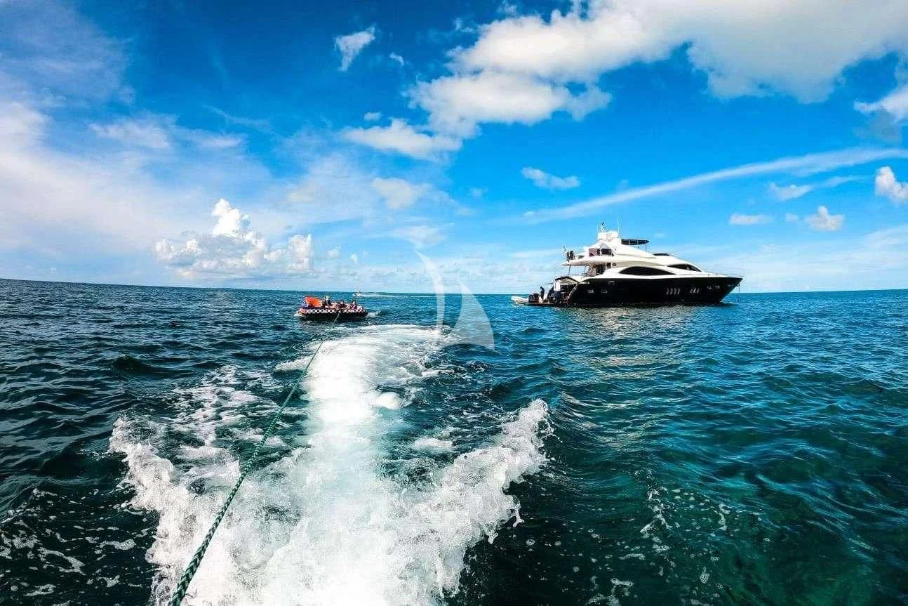 a boat sailing on the sea aboard CATALANA Yacht for Charter