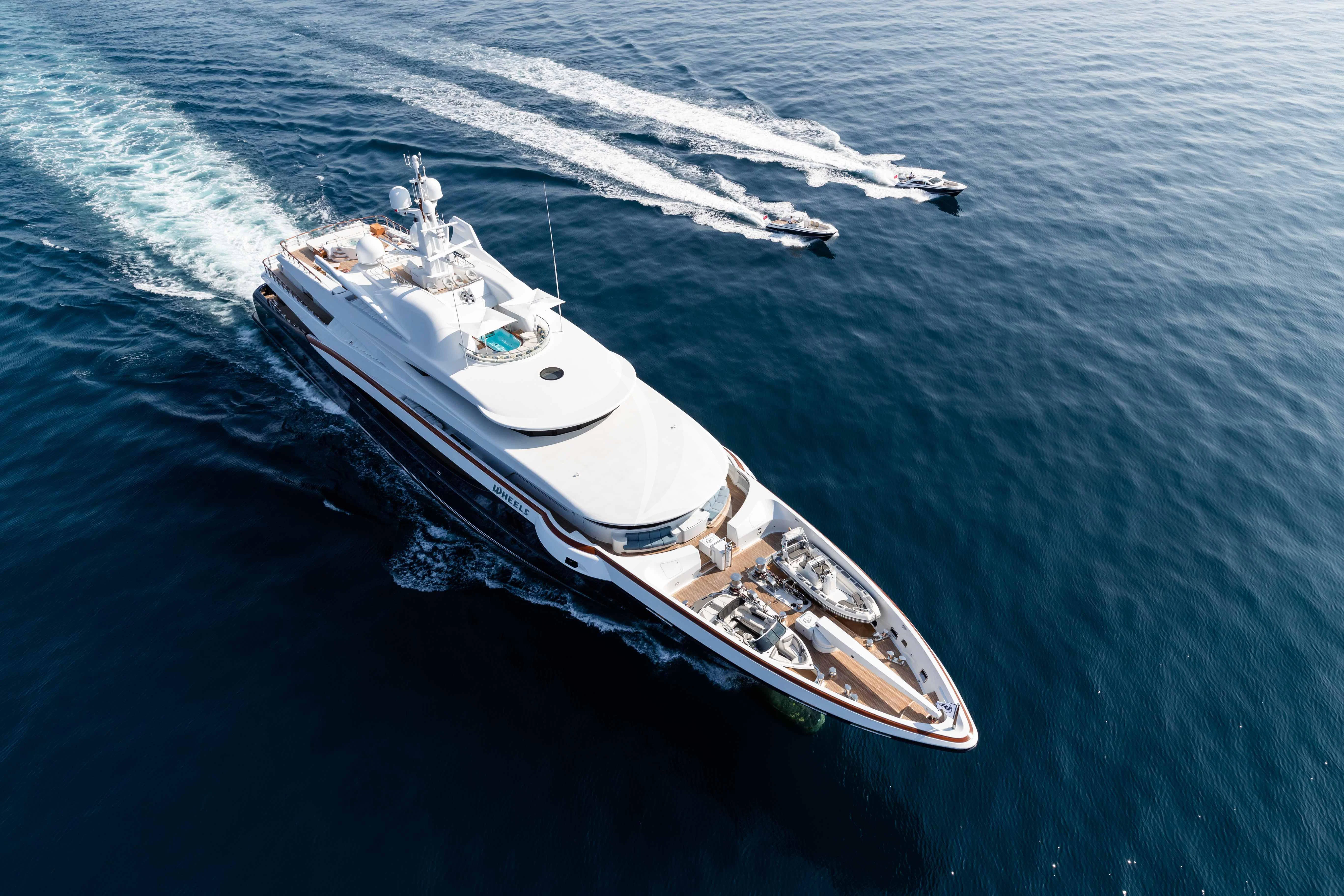 a boat on the water aboard WHEELS Yacht for Sale