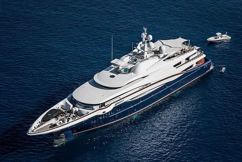 a boat in the water aboard WHEELS Yacht for Sale