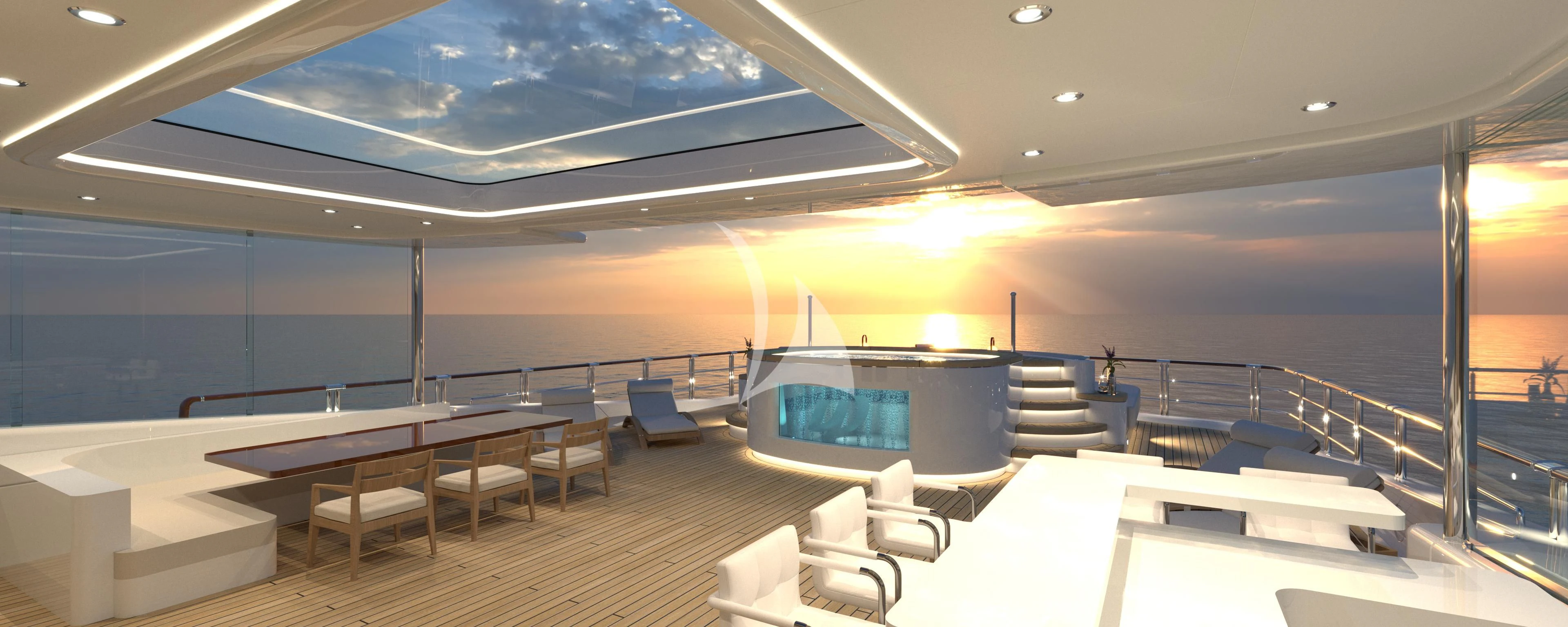 a large room with a pool table and chairs aboard WHEELS Yacht for Sale