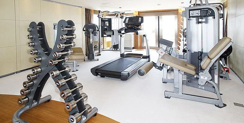 a group of gym equipment aboard WHEELS Yacht for Sale