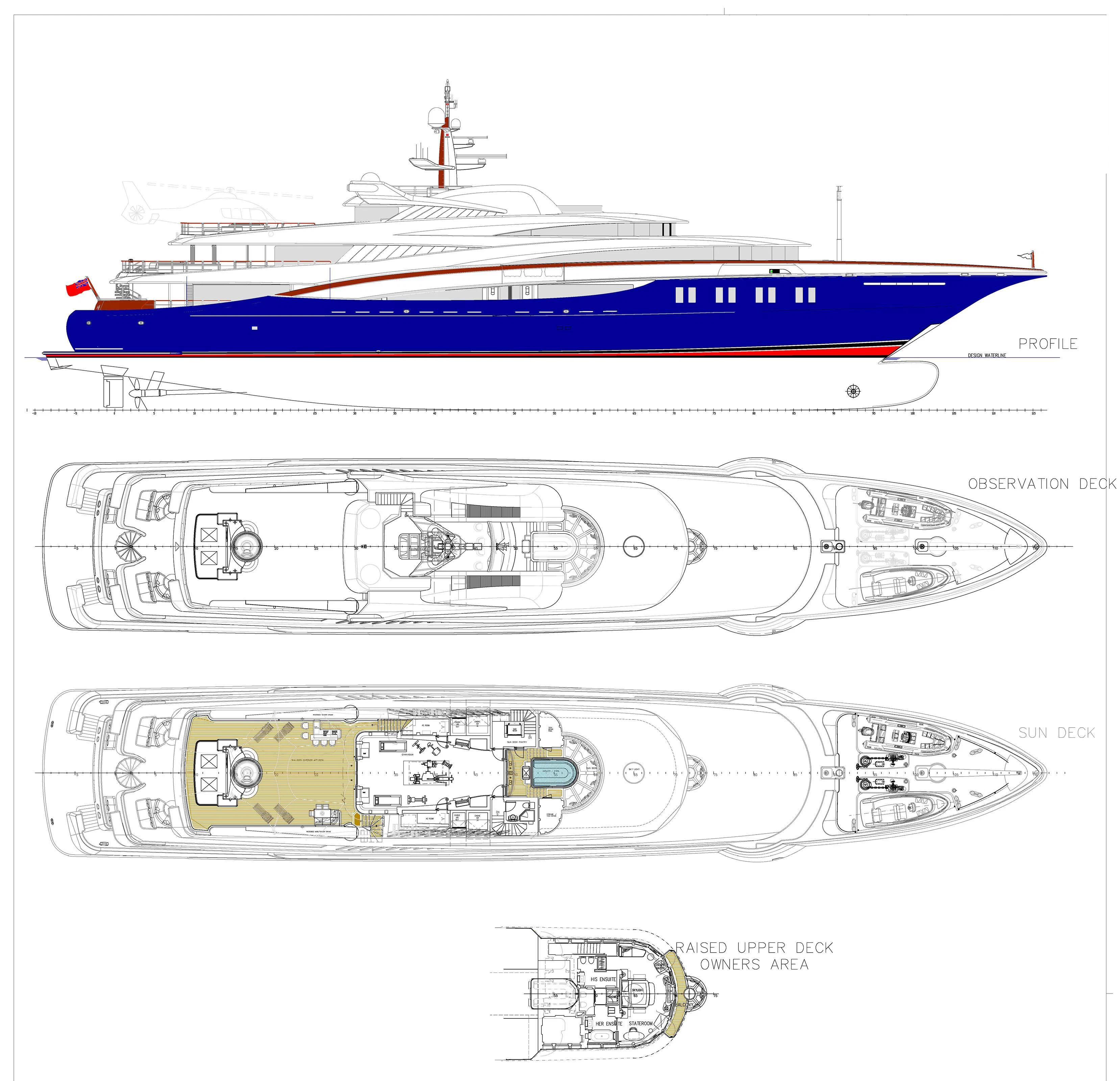 diagram, engineering drawing aboard WHEELS Yacht for Sale