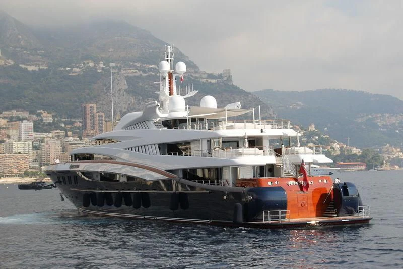 a boat in the water aboard WHEELS Yacht for Sale