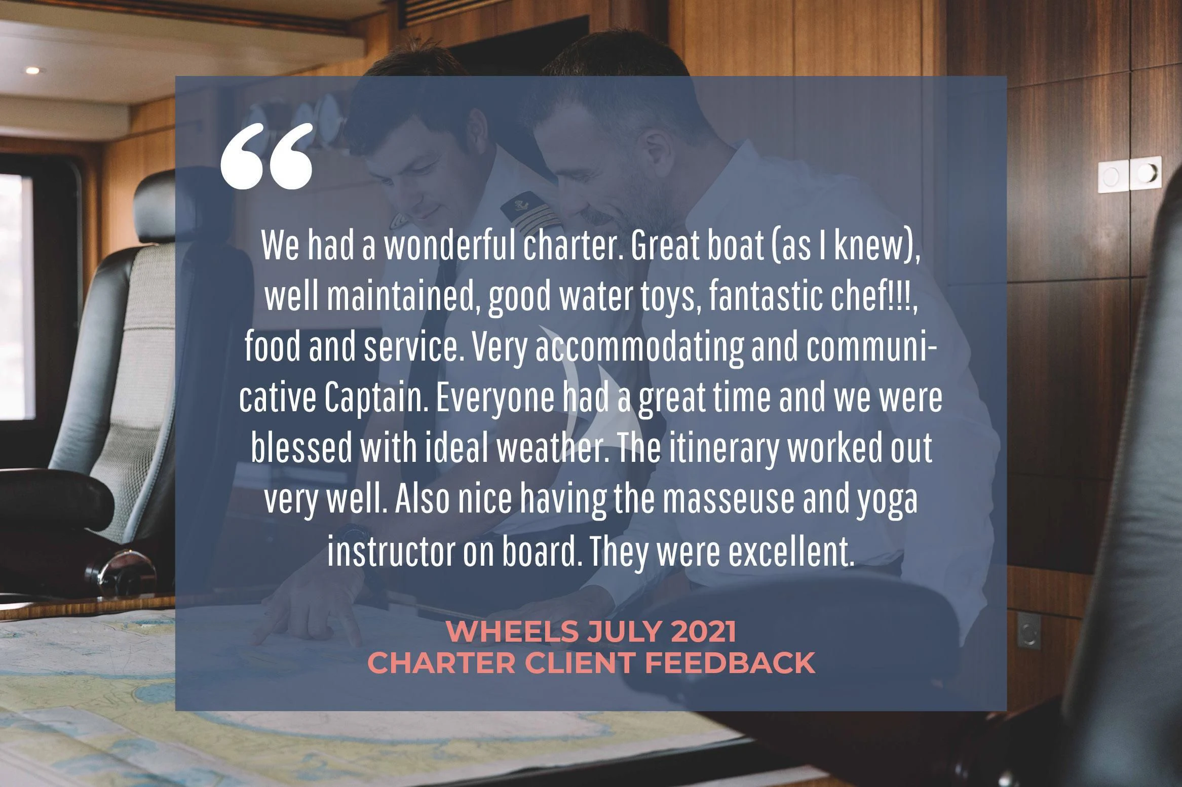 a sign on a table aboard WHEELS Yacht for Sale