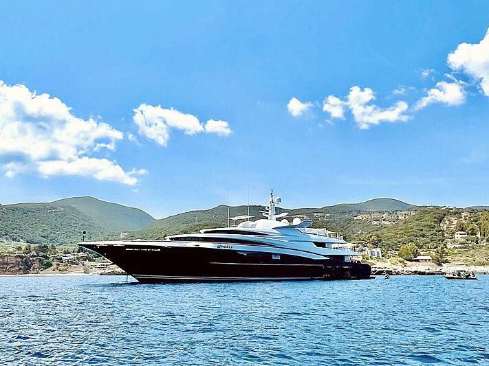 a boat in the water aboard WHEELS Yacht for Sale