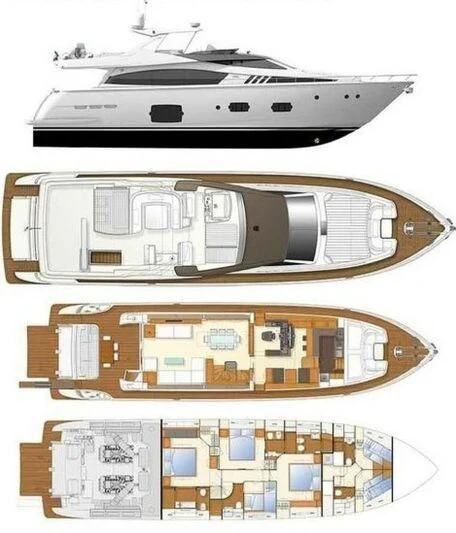 diagram, engineering drawing aboard BON BON Yacht for Sale