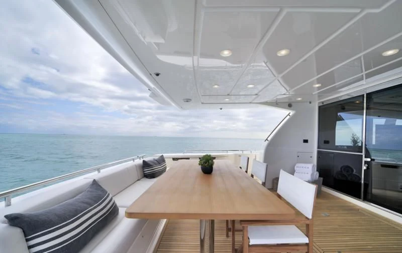 a table on a boat aboard BON BON Yacht for Sale