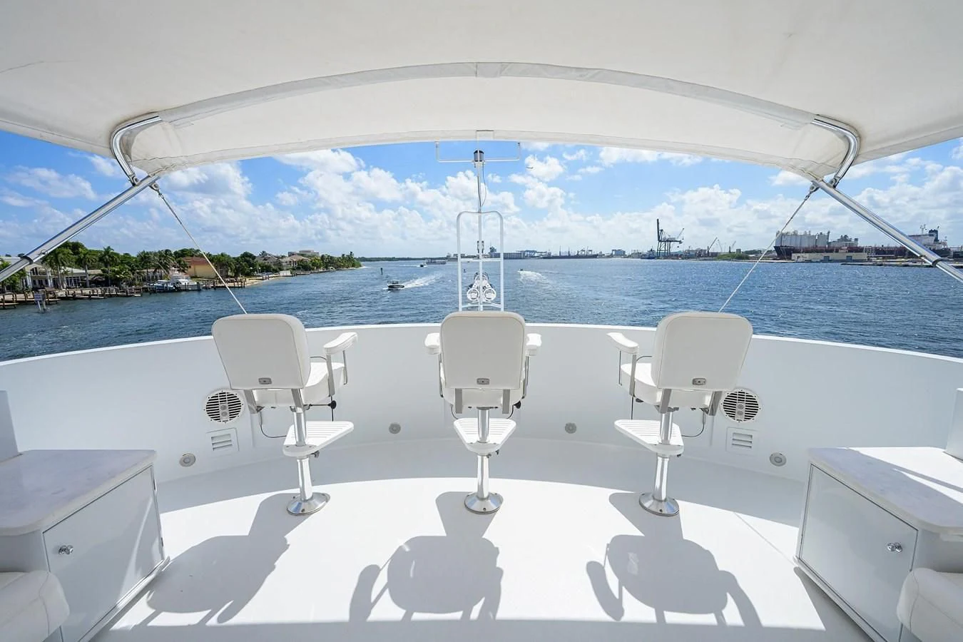 a white table on a boat aboard OUR WAY Yacht for Sale