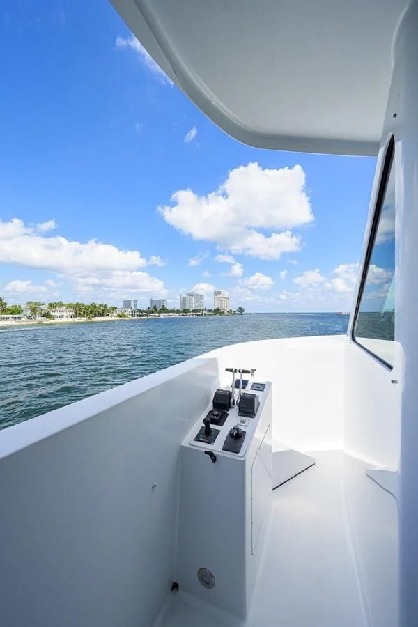 a view of the ocean from the inside of a boat aboard OUR WAY Yacht for Sale