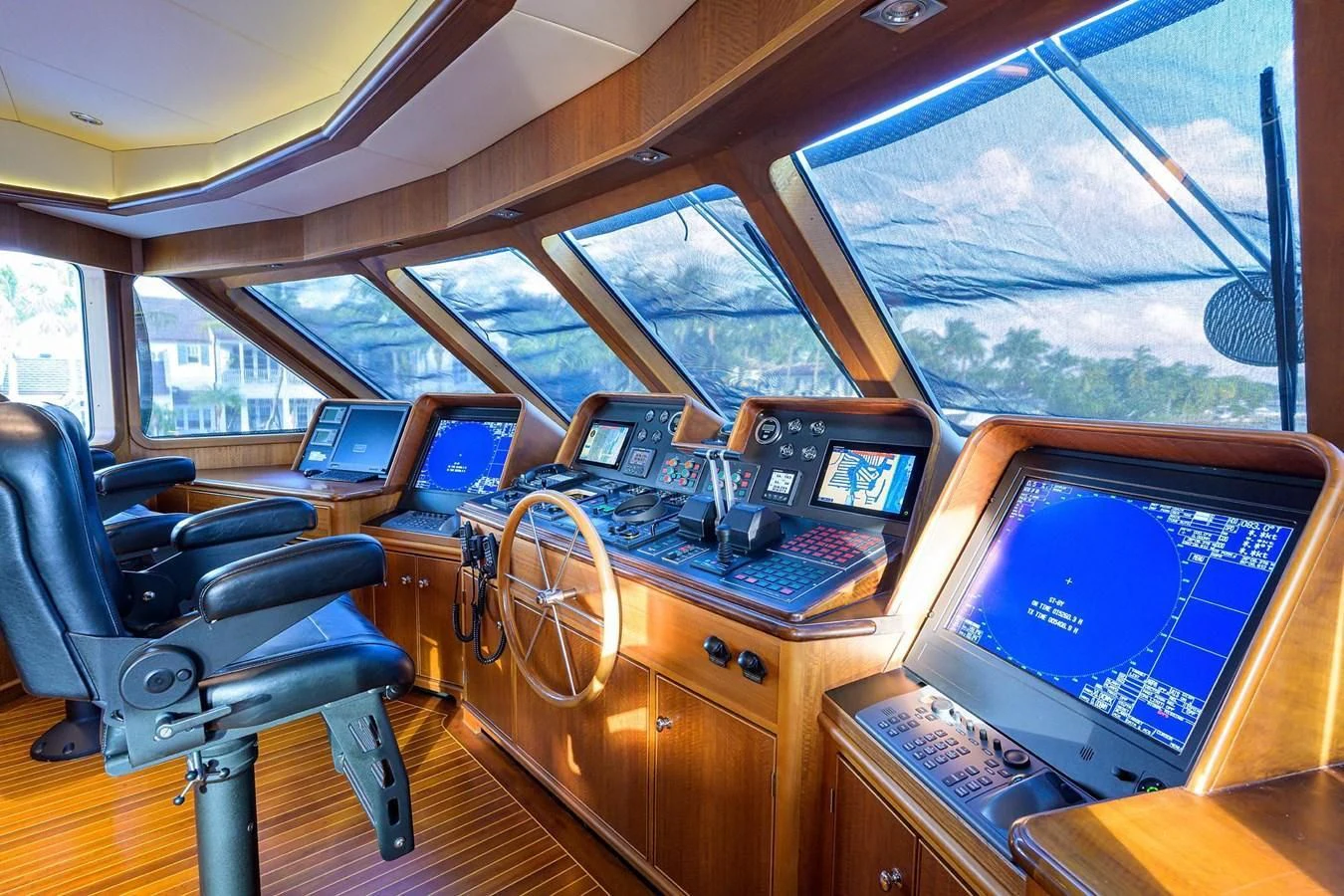 a room with a desk and computer aboard OUR WAY Yacht for Sale