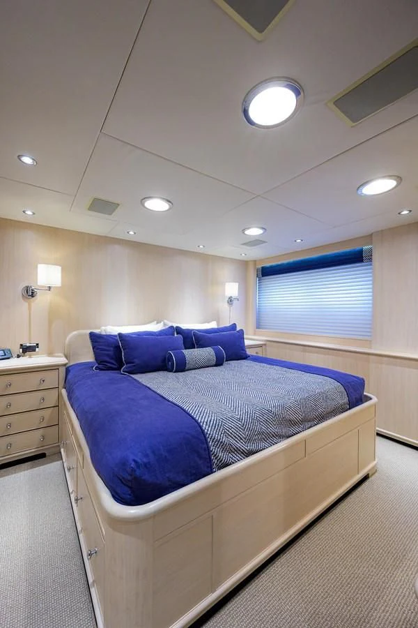 a bed in a room aboard OUR WAY Yacht for Sale