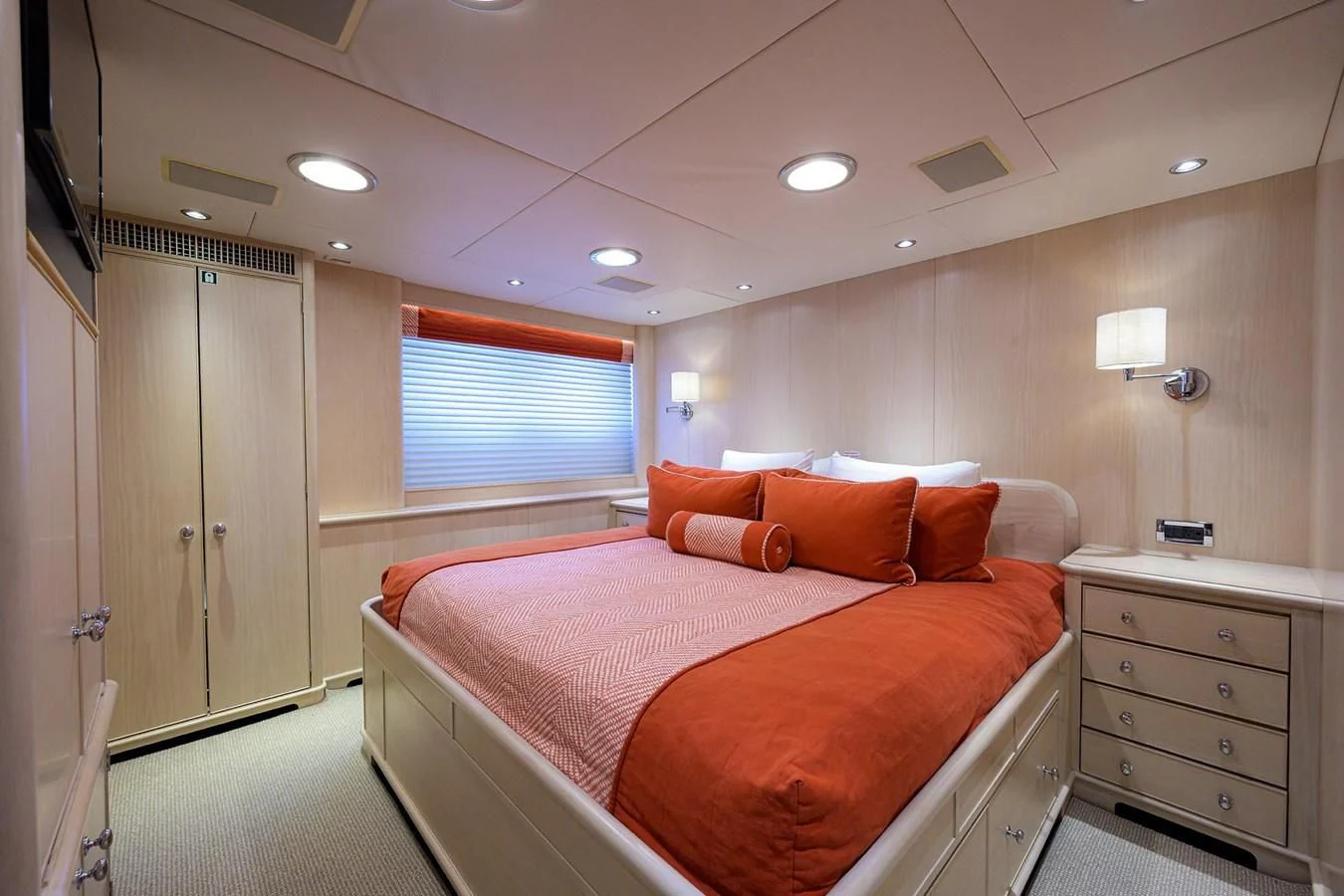 a bed in a room aboard OUR WAY Yacht for Sale