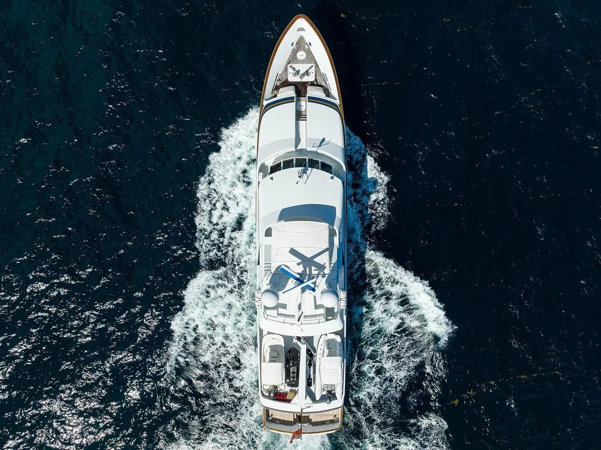 a rocket taking off from the ocean aboard OUR WAY Yacht for Sale