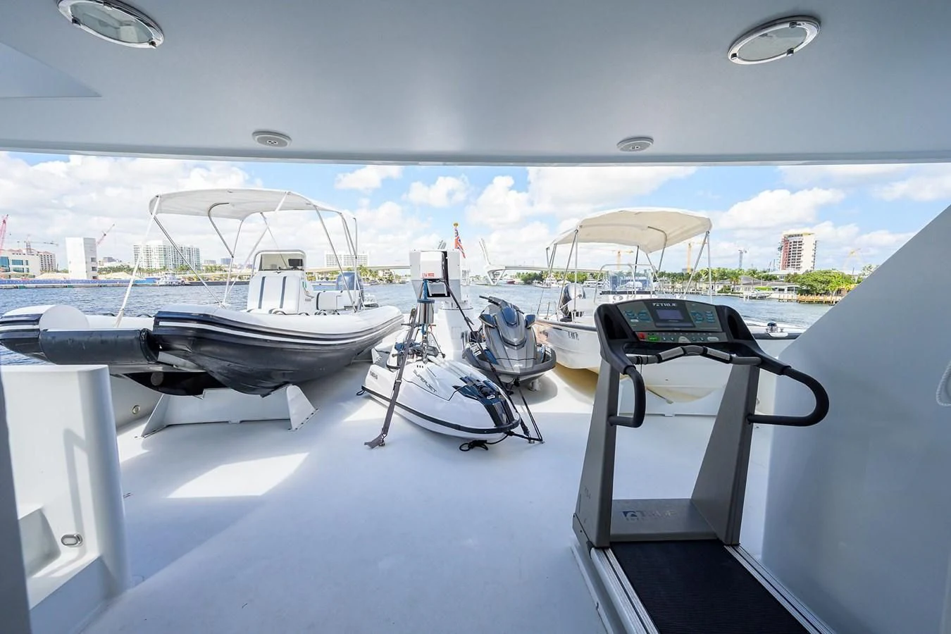 a boat on a deck aboard OUR WAY Yacht for Sale